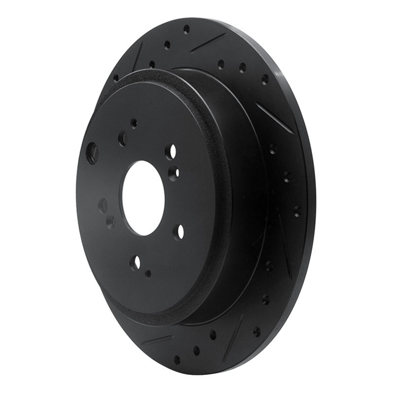 Acura MDX Brake Rotor (1) - Rear Left - R1 Concepts - Drilled & Slotted - Black - `01-`08